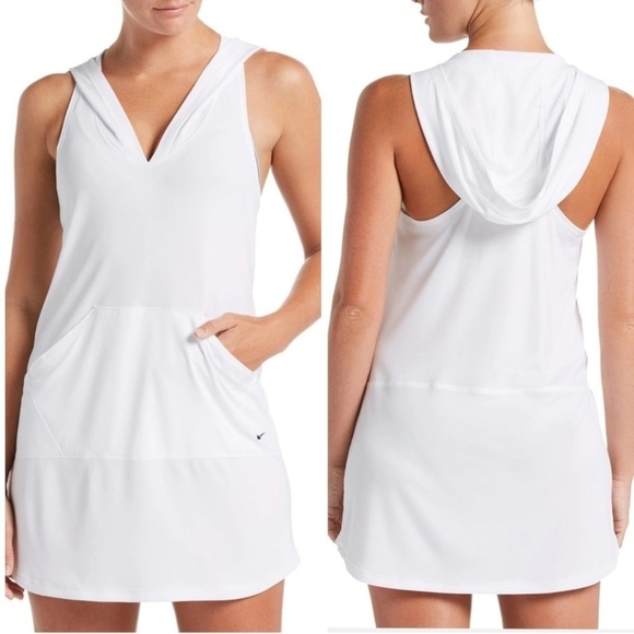 Nike Hooded Racerback V-Neck Cover-Up Dress - Picture 1 of 3